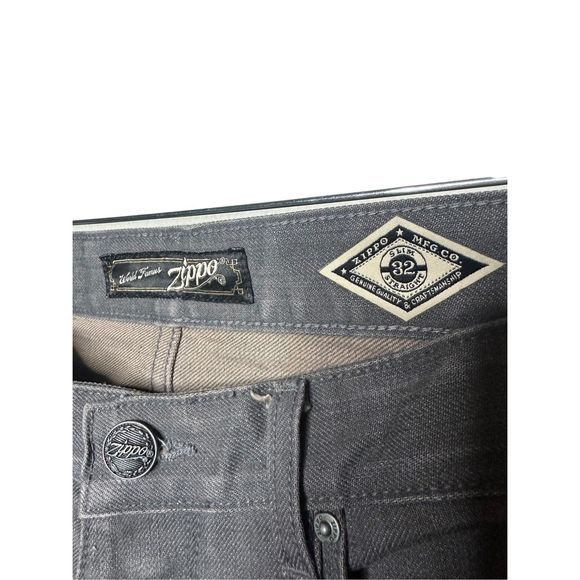 Zippo Slim Straight Raw Selvedge‎ Button Fly Jeans Gray Sz 32 Men's - Picture 9 of 12